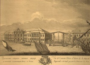 Blick auf den zweiten Winterpalast mit dem Kanal, der die Moika mit der Newa verbindet, 1753