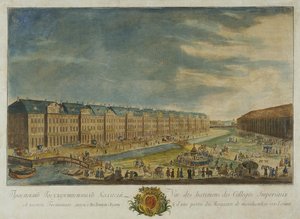 Ansicht des Zwölf-Kollegien-Gebäudes in Sankt Petersburg, 1753 von Yekim Terentiyevich Vnukov