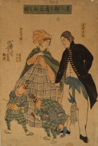 Ausländer beobachten Neujahrstanz von Yoshitomi Utagawa
