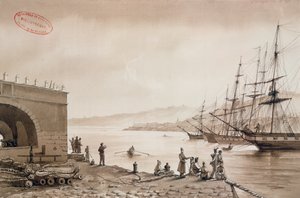 Ansicht von Fort Bab Azoun vom Hafen, Algier, ca. 1830-31