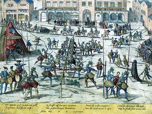 Turnier in Brüssel, veranstaltet von den Spaniern zur Stärkung der Soldatenmoral und zur Betonung, dass die Niederlande nun ihnen gehörten