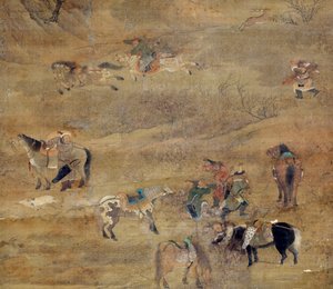 Mongolischer Reiter jagt ein Pferd (Detail) von Zhao Mengfu Chao Meng Fu or