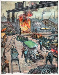Ein Autounfall in den USA, 1924 (Illustration)