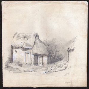 Ein strohgedecktes Häuschen im Zentrum Frankreichs (Illustration)