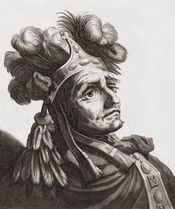 Atahualpa, letzter Kaiser der Inkas. Porträt von . .