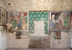 Befestigte Kirche von Biertan. Fresken des katholischen Turms