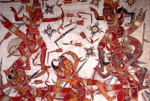 Deckenmalerei im Königspalast; Schlacht der Götter; Kerta Gosa; Taman Gili Palast; Klungkung; Semarapura; Bali; Indonesien; Südostasien; Asien