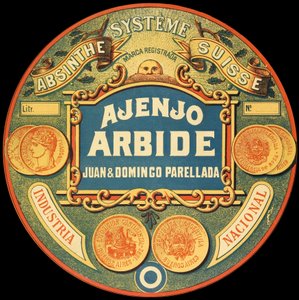 Etikett der argentinischen Absinthmarke Ajenjo Arbide