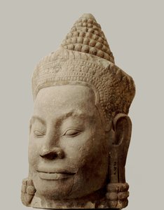 Kopf eines Dämons auf der Brücke zum Südtor, Angkor Thom, Nationalmuseum, Phnom Penh von Hippolyte Lalaise Devéria