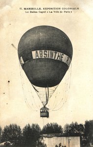 Heißluftballon Werbung für Absinth Rivoire