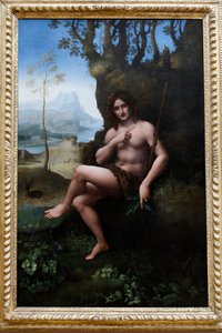 Louvre Museum, Paris, Frankreich. Werkstatt von Leonardo da Vinci, zugeschrieben Francesco Melzi, Johannes der Täufer, um 1510-1520. von . .