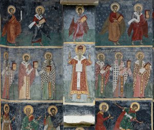 Kloster (manastirea Sucevita). Die Kirche. Außenansicht. Der Chor. Südteil von . .