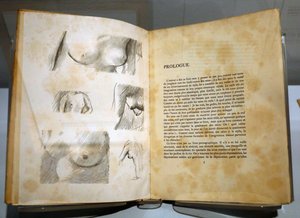 Musée des Impressionnismes, Giverny, Frankreich. Buch von Ramon Gomez de la Serna mit Zeichnungen von Pierre Bonnard. Brüste. von . .