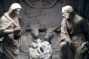 Geburtsszene. Skulptur. San Donato Kirche. Genua. Italien.