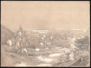 Panorama der Stadt Fecamp, Normandie. 1841 (Zeichnung) von . .