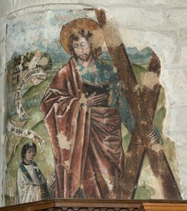 Pfarrkirche (Parochiekerk Onze-Lieve-Vrouw). Innenansicht. Der Chor. Wandmalerei. von . .