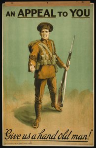 Rekrutierungsplakat "Ein Appell an Sie", Helfen Sie uns, alter Mann! 1915