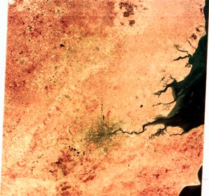 Satelliten, Erdbeobachtung, USA Landsat-Bild von Südostengland von Frederick (attr. to) Barnard