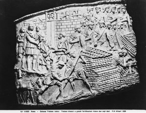 Der Kaiser Trajan empfängt Gehorsam von zwei Barbaren von Hippolyte Lalaise Devéria