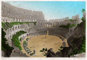 Die Ruinen des Kolosseums in Rom. ca. 1840 (Gravur) von . .