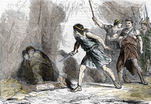 Der Selbstmord von Nero, 9. Juni 68. 19. Jahrhundert (Gravur)