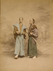 Zwei japanische Männer, möglicherweise Samurai, ca. 1877