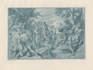 Der musikalische Wettstreit zwischen Apollo und Pan von after Bartholomaeus Spranger Andrea Scacciati