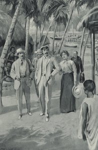 Robert Louis Stevenson und seine Freunde kommen in Samoa an