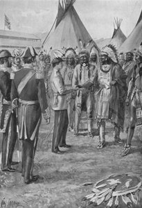 Der rote Mann heißt den Prinzen von Wales in Kanada willkommen, 1860 von after Charles Mills Sheldon
