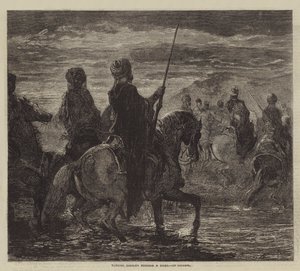 Türkische Kavallerie durchquert einen Fluss von after Edmond Morin