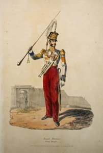 Royal Marines Tambourmajor, ca. 1829 (handkolorierte Lithografie) von after Edward Hull