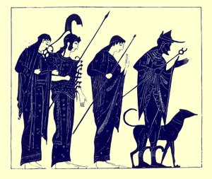 Das Urteil des Paris, Illustration aus Griechische Vasenmalereien von J. E. Harrison und D. S. MacColl, veröffentlicht 1894