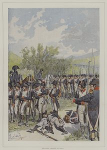 Bonaparte geht durch die Reihen seiner Armee