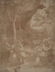 Ruhe auf der Flucht nach Ägypten von after Girolamo Muziano