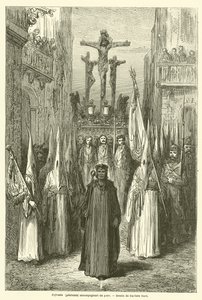 Brüder (Bußgänger) begleiten einen Paso von Gustave after Dore
