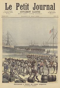 Senegalesische Truppen landen am neuen Kai von Cotonou, Dahomey