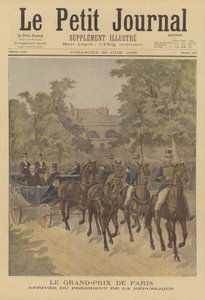 Der Präsident von Frankreich kommt, um das Grand Prix de Paris Pferderennen zu sehen von after Henri Meyer