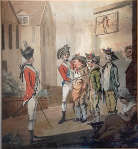 Britische Armee, britische Rekrutierungsparty, 1780 von after Henry William Bunbury