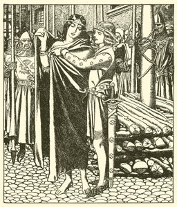 Tristram hilft der Dame Moeya von after Howard Pyle