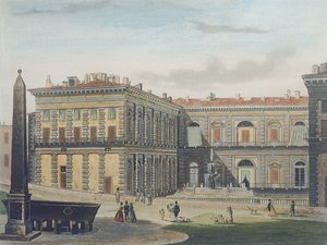 Innenhof des Palazzo Pitti, Florenz, graviert von Johann Falkeisen (1804-83) und koloriert von L. Cherbuin, ca. 1842 von after Italian School