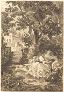 Die Wette der drei Klatschbasen: Der Birnbaum von after Jean Baptiste Mallet