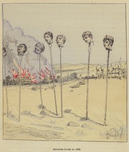 Gräueltaten der Hovas im Jahr 1845 von after Louis Charles Bombled