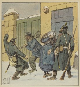 Preußische Brutalitäten in Beaugency von after Louis Charles Bombled
