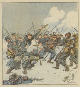 Bajonettangriff der 22. Mobilen (Dordogne) in der Schlacht von Saint-Jean-sur-Erve von after Louis Charles Bombled