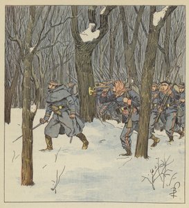 Bajonettangriff im Wald der Mobilen von Sarthe von after Louis Charles Bombled