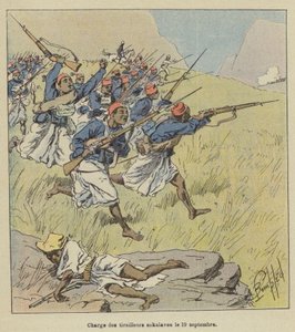 Angriff der Sakalava-Schützen am 19. September von after Louis Charles Bombled