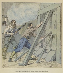 Kampf von drei Franzosen gegen fünfzehnhundert Fahavolos von after Louis Charles Bombled