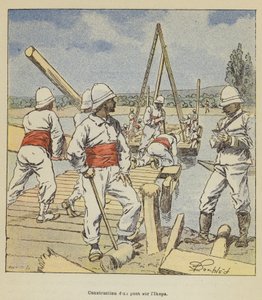 Bau einer Brücke über den Ikopa von after Louis Charles Bombled