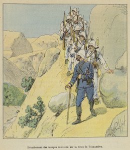 Abteilung von Truppen auf dem Weg nach Tananarive von after Louis Charles Bombled