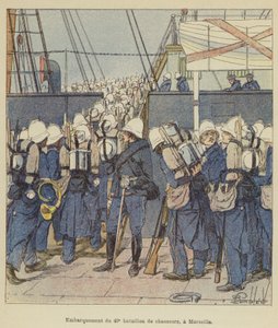 Einschiffung des 40. Jägerbataillons in Marseille von after Louis Charles Bombled
